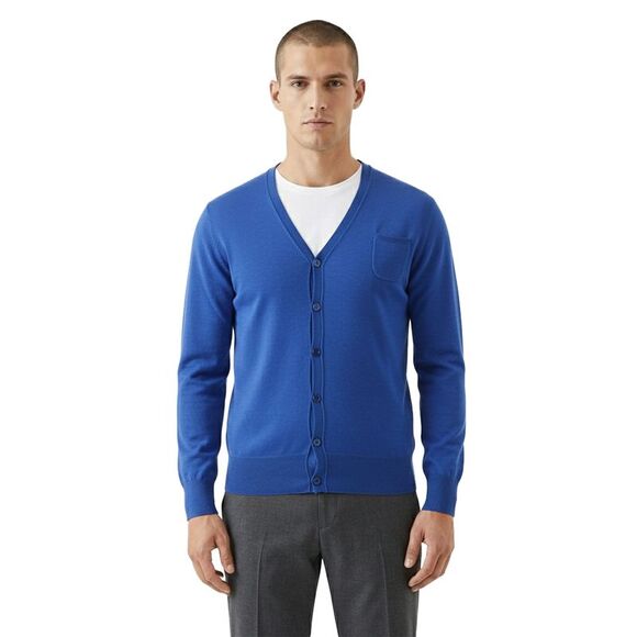 Maglierie di Perugia Cotton Silk Blend Mens Electric Blue Cardigan